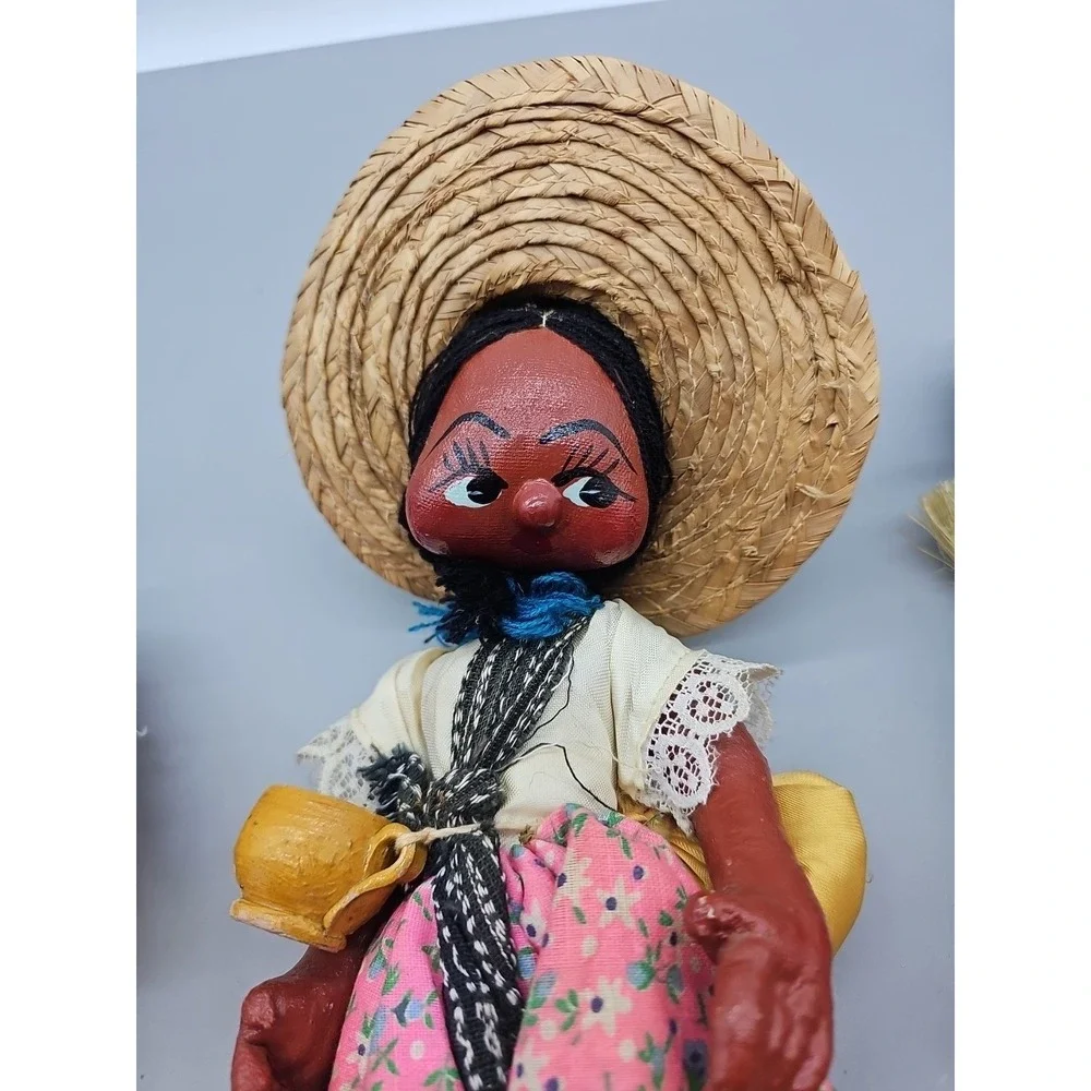 Vintage Mexican Folk Art Oil Cloth Peasant 10